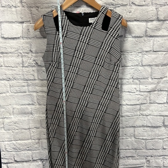 Carmen Marc Valvo Black & White Houndstooth Knit Midi Dress Sleeveless - Picture 10 of 13